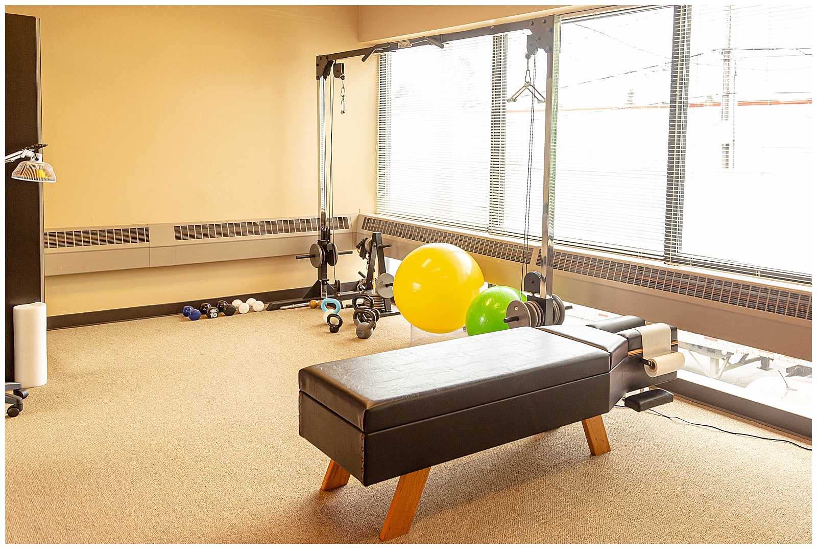 Chiropractic clinic physical therapy room