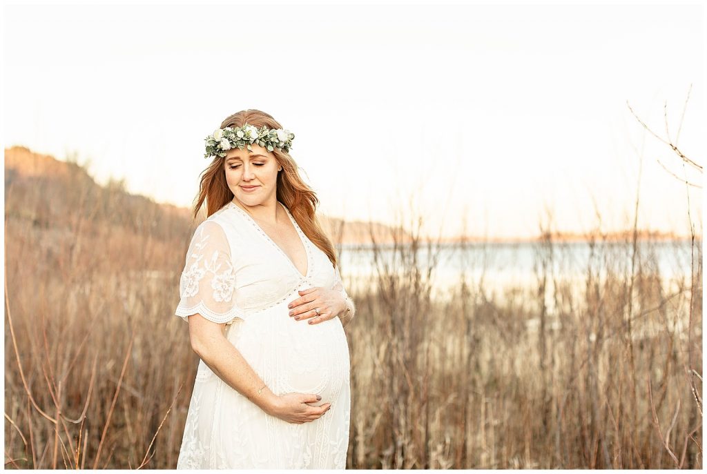 Pregnant woman out in nature