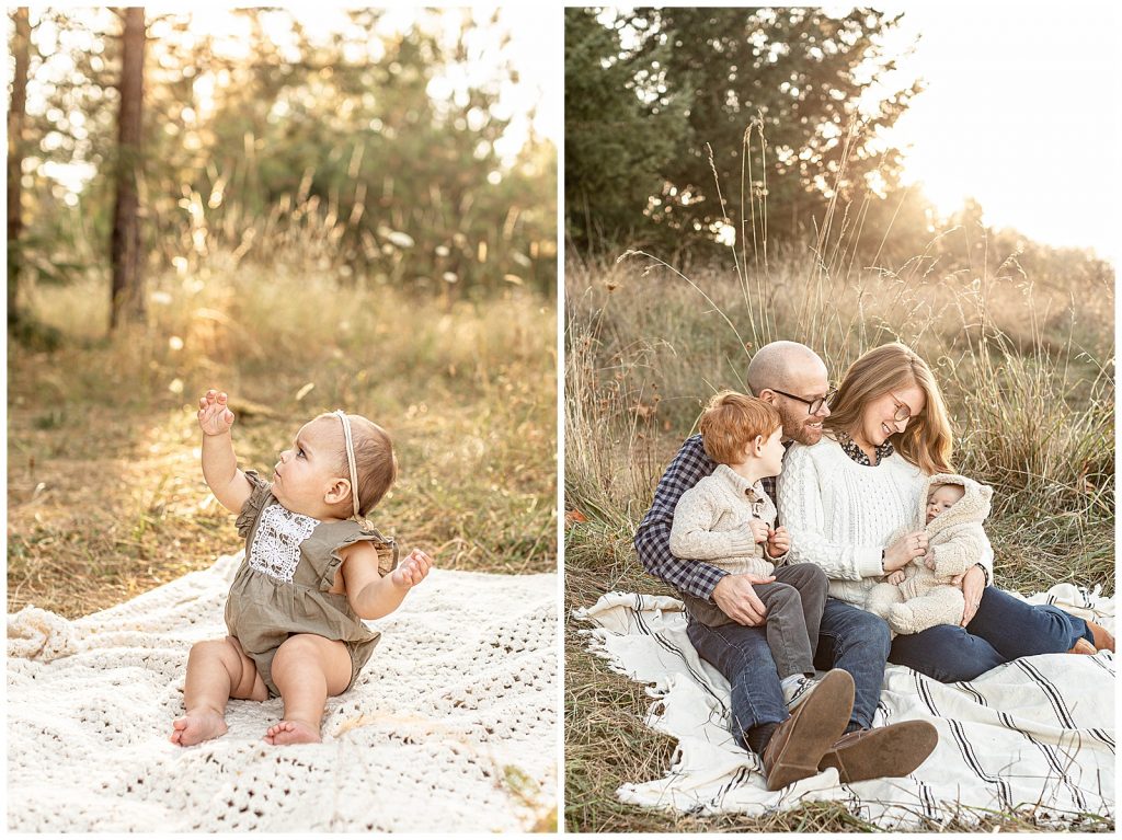 family in neutrals out in nature