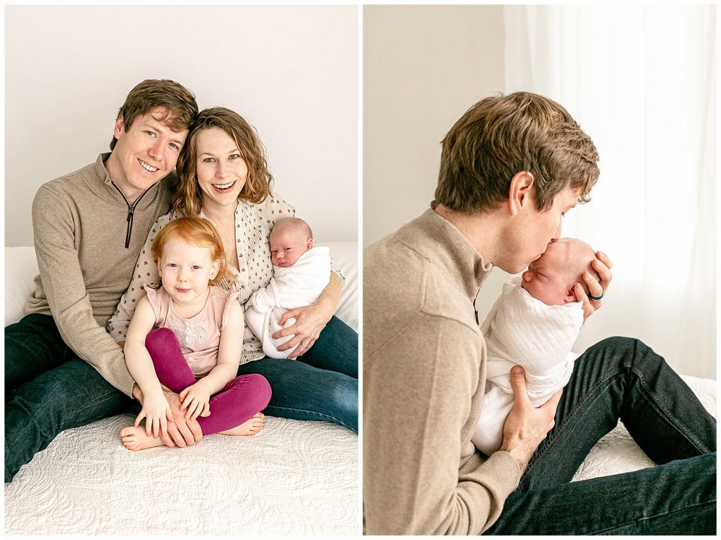 Family newborn portrait with older sibling