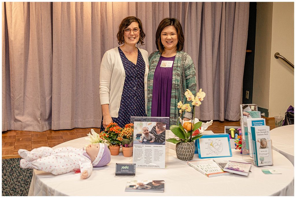 Dr. Molly of Jade Chiropractic and Gillian of The Tummy Team at the Parent Trip event - an event for growing families