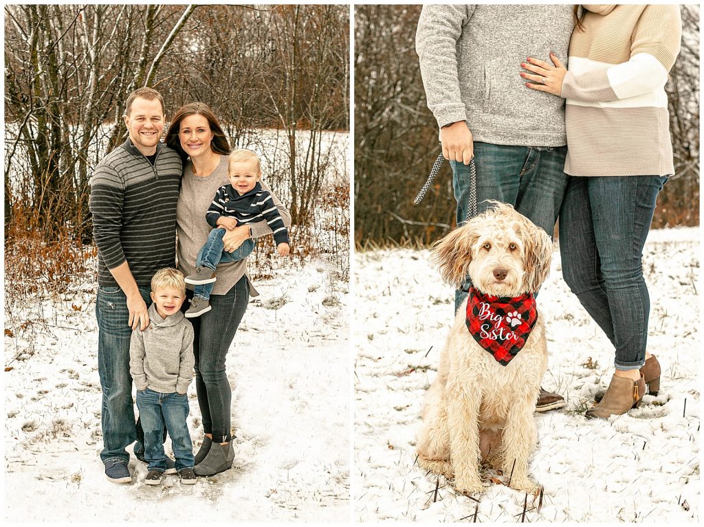 Winter Family portraits with snow on the ground