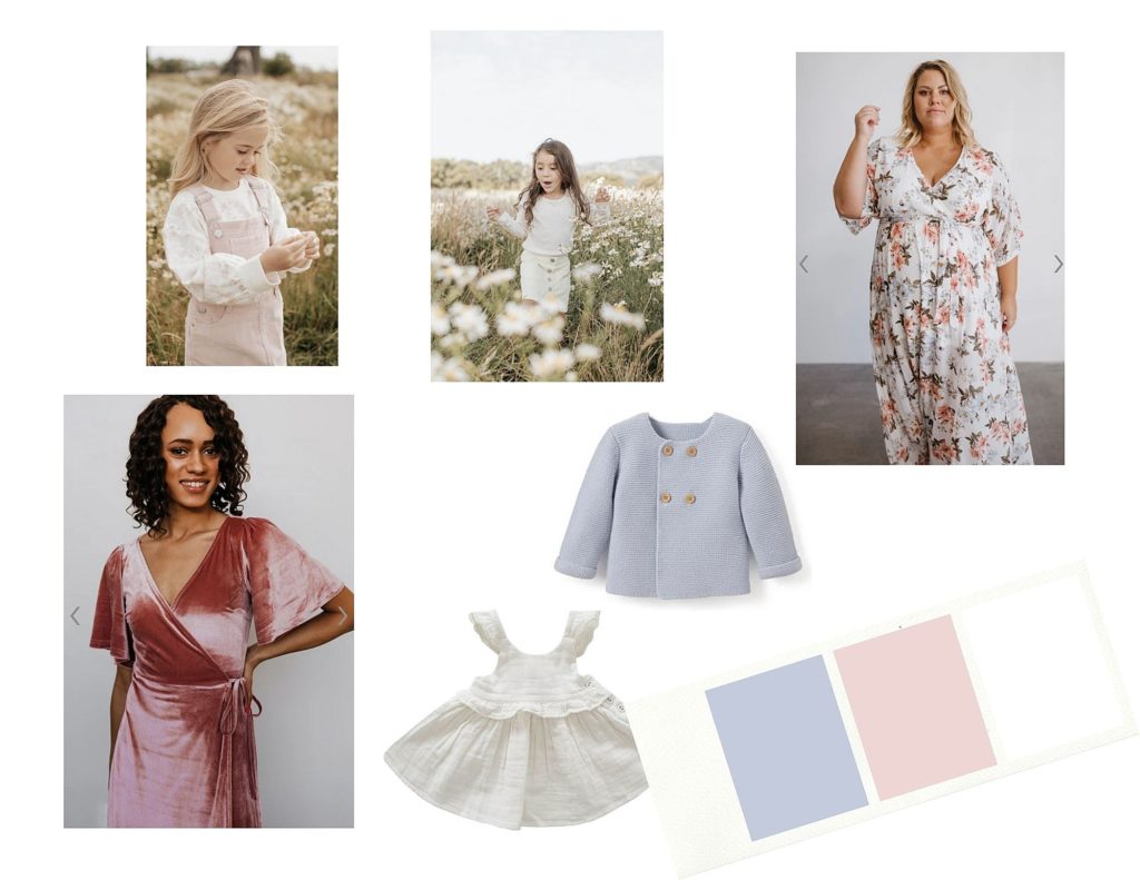 Styling your family photos with pink, blue and white color schemes