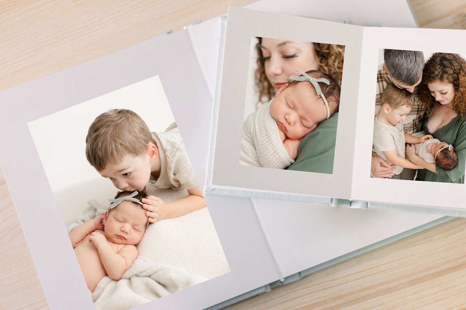 Beautiful heirloom album of newborn portraits in Portland, Oregon.