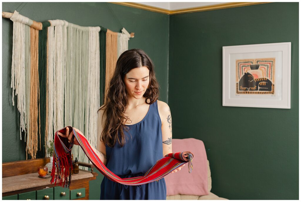 Prenatal massage therapist in her massage space - La Luz Massage - Portland, Oregon