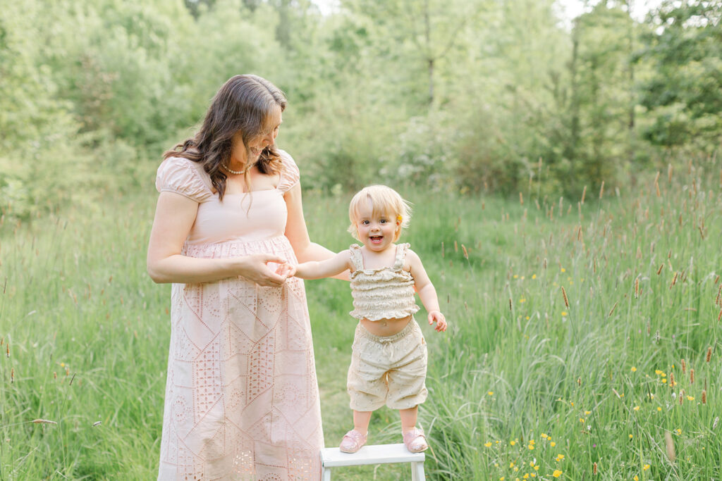 Mother holding her child during a lifestyle photography session in Portland