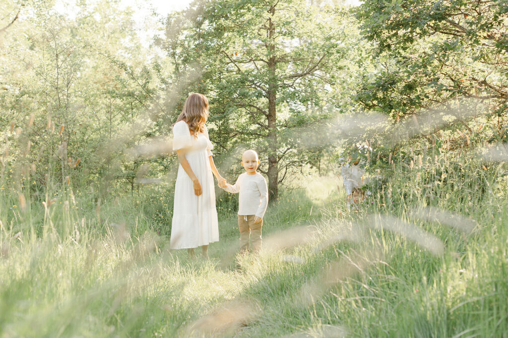 Portland family photography session with soft golden hour lighting