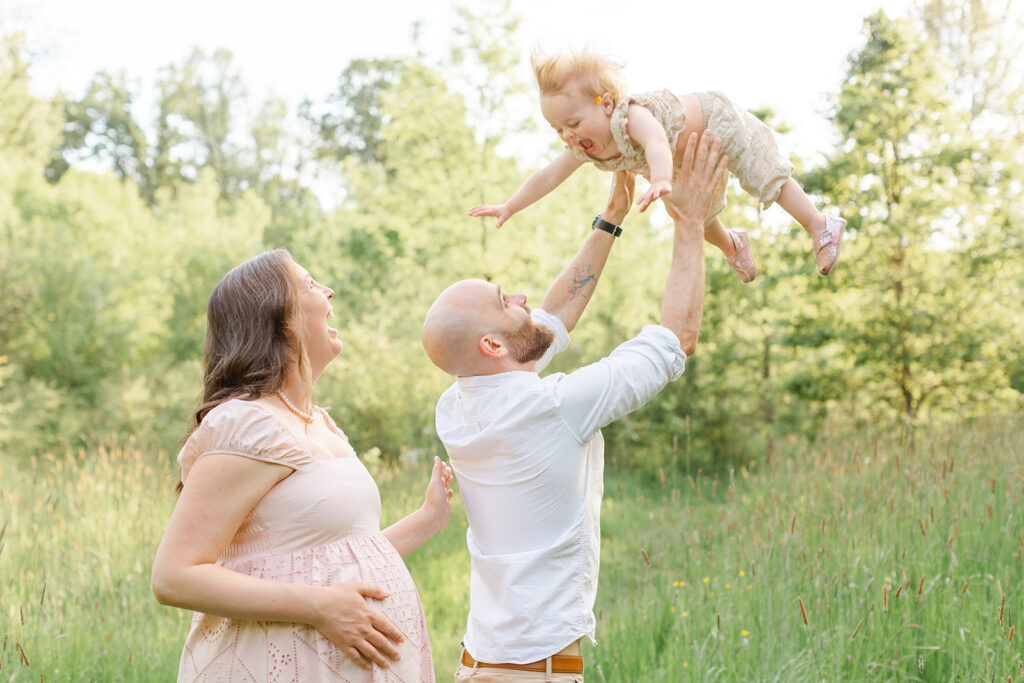 Candid family photography in a peaceful forest park near Portland