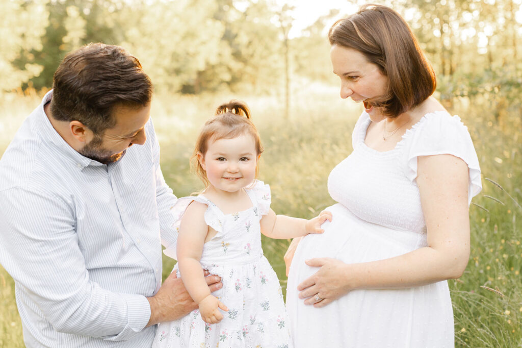 Outdoor family photography session in Portland during spring wildflower season