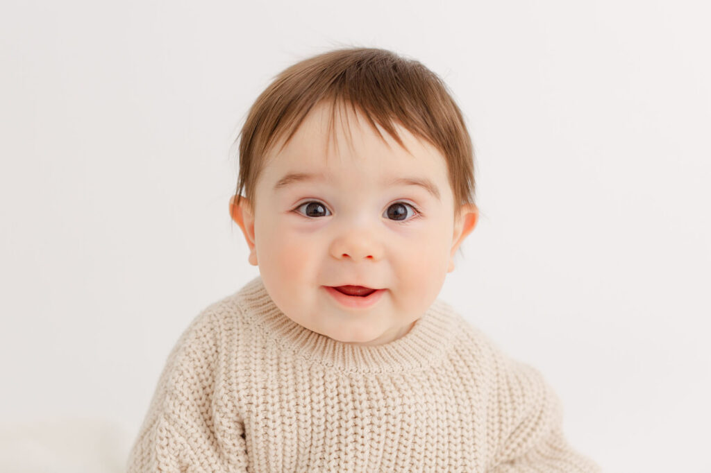 Baby milestone photography session in Portland studio